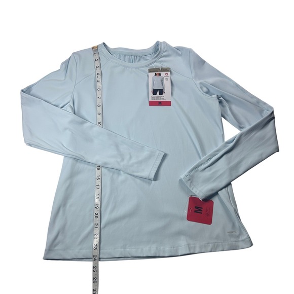 Mondetta Active Long Sleeve Top Polygiene Shirt Light Blue Medium NEW - Picture 3 of 10